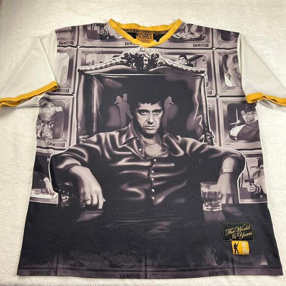 Scarface Clothing Company Tony Montana Vented Polyester Shirt Mens XL Y2K - Picture 1 of 8